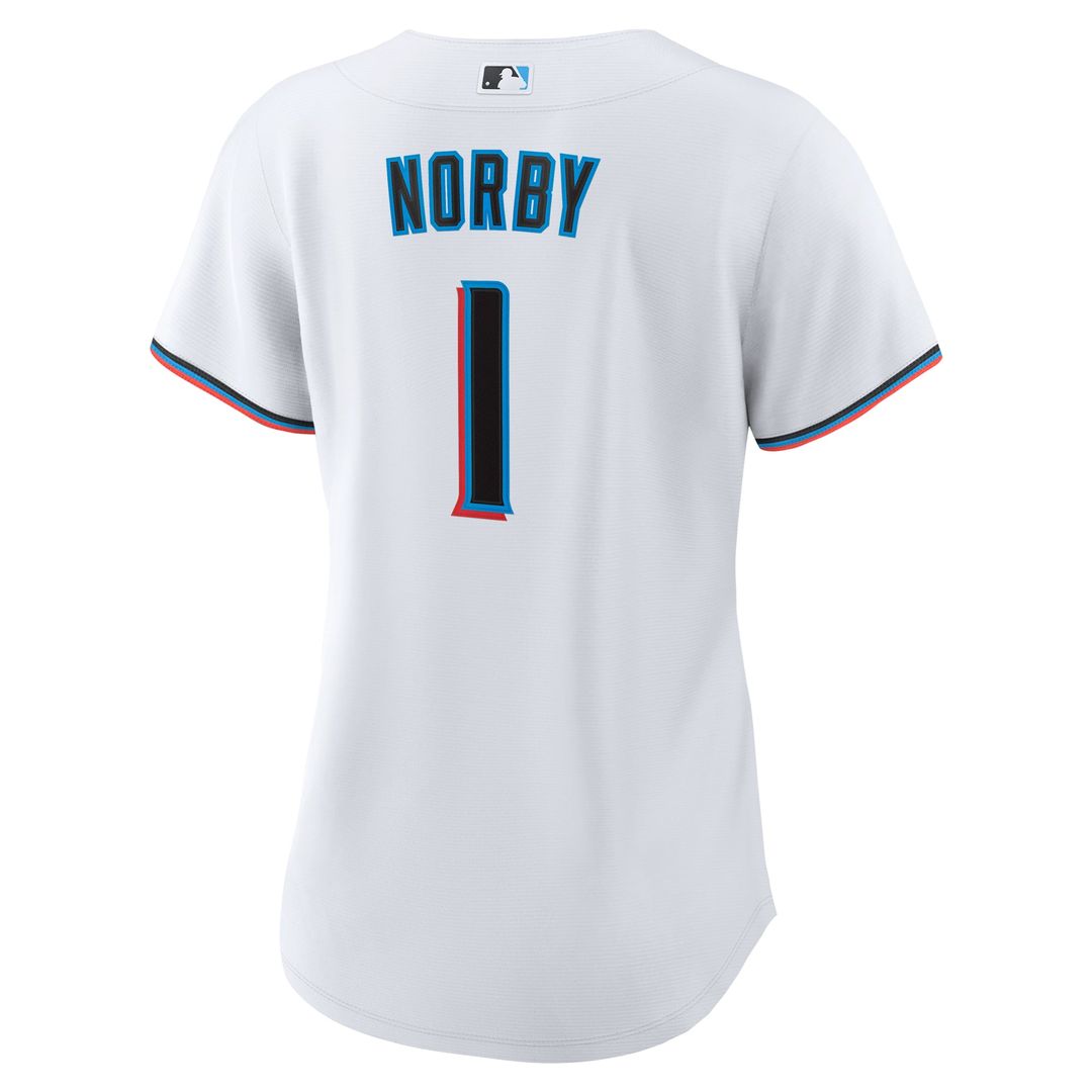Miami Marlins Connor Norby Women's Home Replica Jersey | White