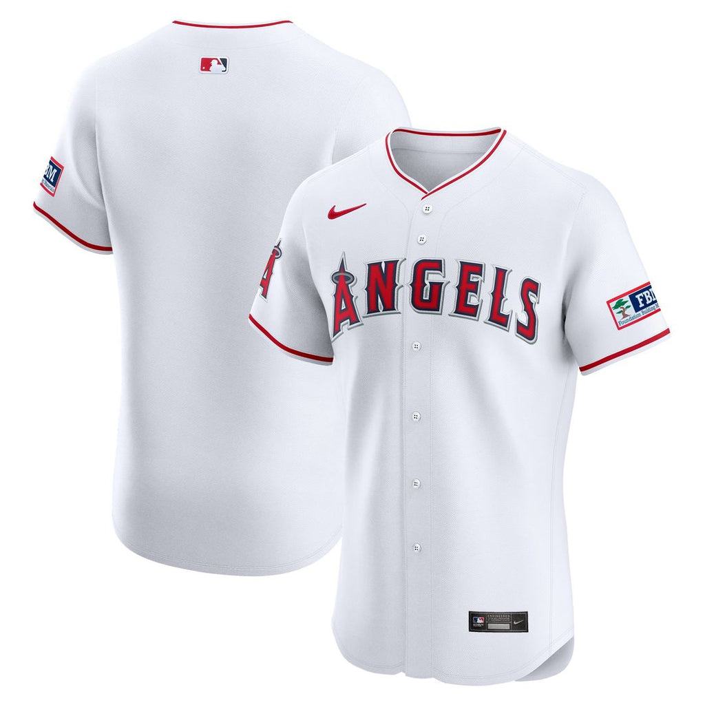 Los Angeles Angels Home Elite Patch Jersey | White