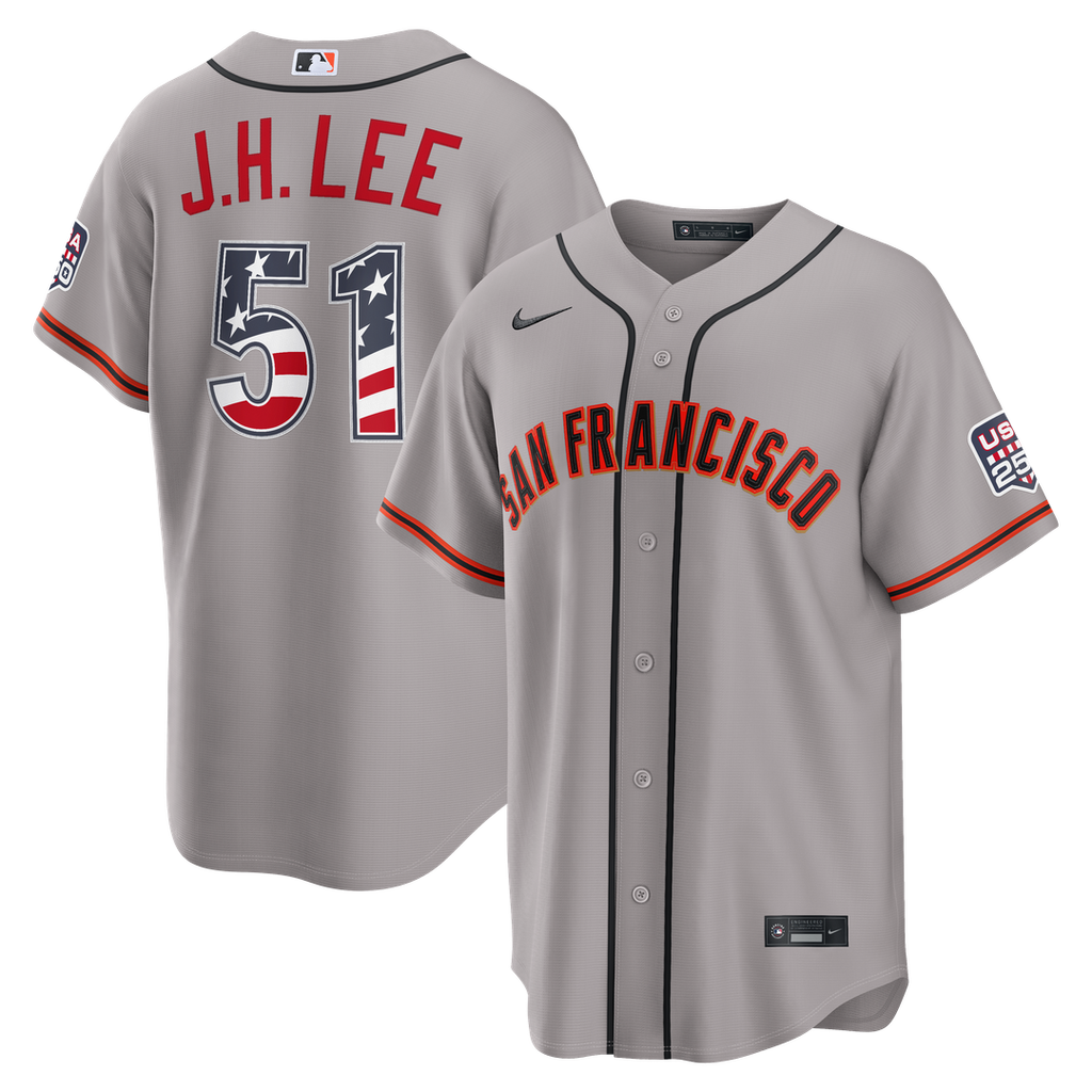 San Francisco Giants Jung Hoo Lee USA 250 Fourth of July Road Stadium Jersey | Gray