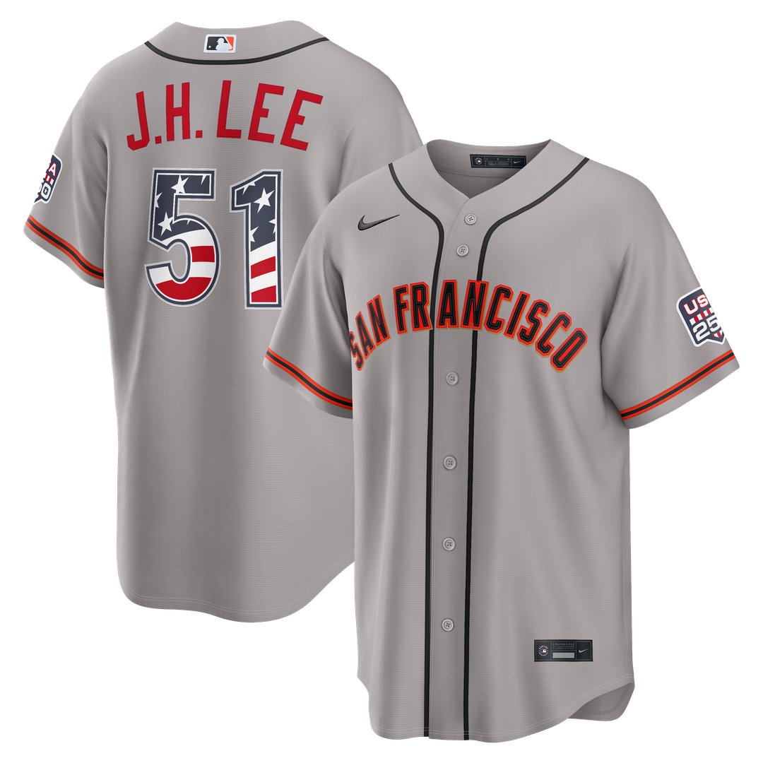 San Francisco Giants Jung Hoo Lee USA 250 Fourth of July Road Stadium Jersey | Gray