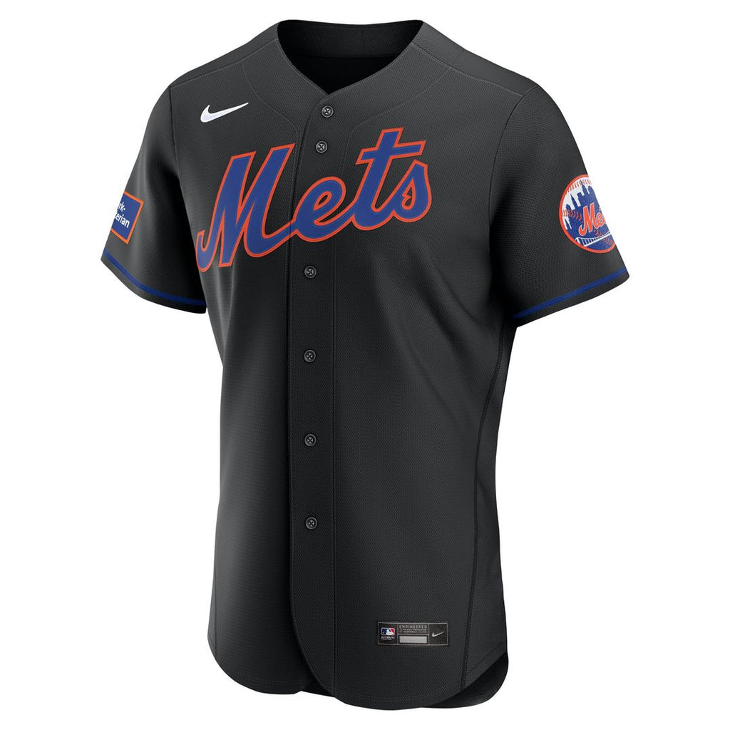 New York Mets Alternate Authentic Sponsor Patch Jersey | Black