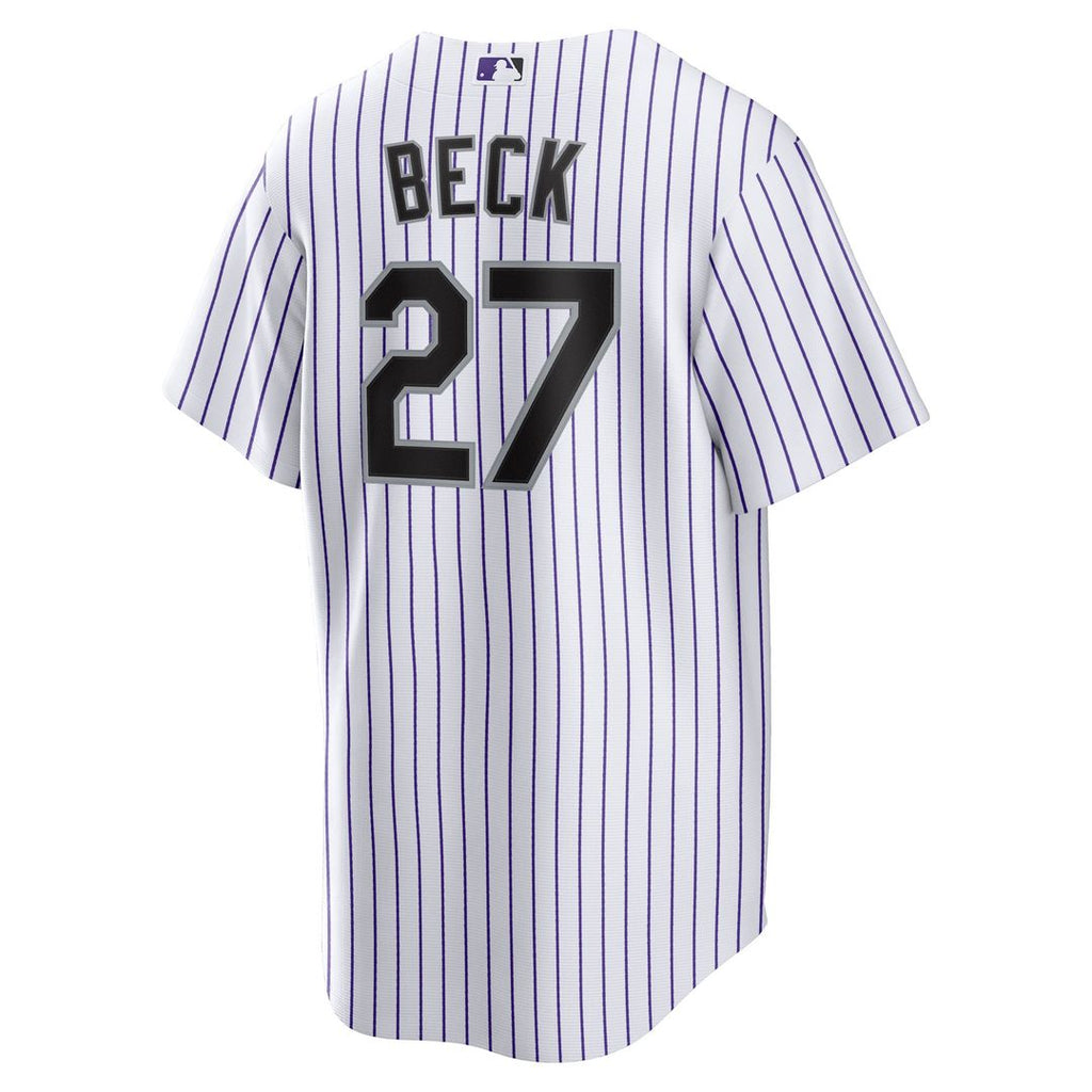 Colorado Rockies Jordan Beck Home Replica Jersey | White