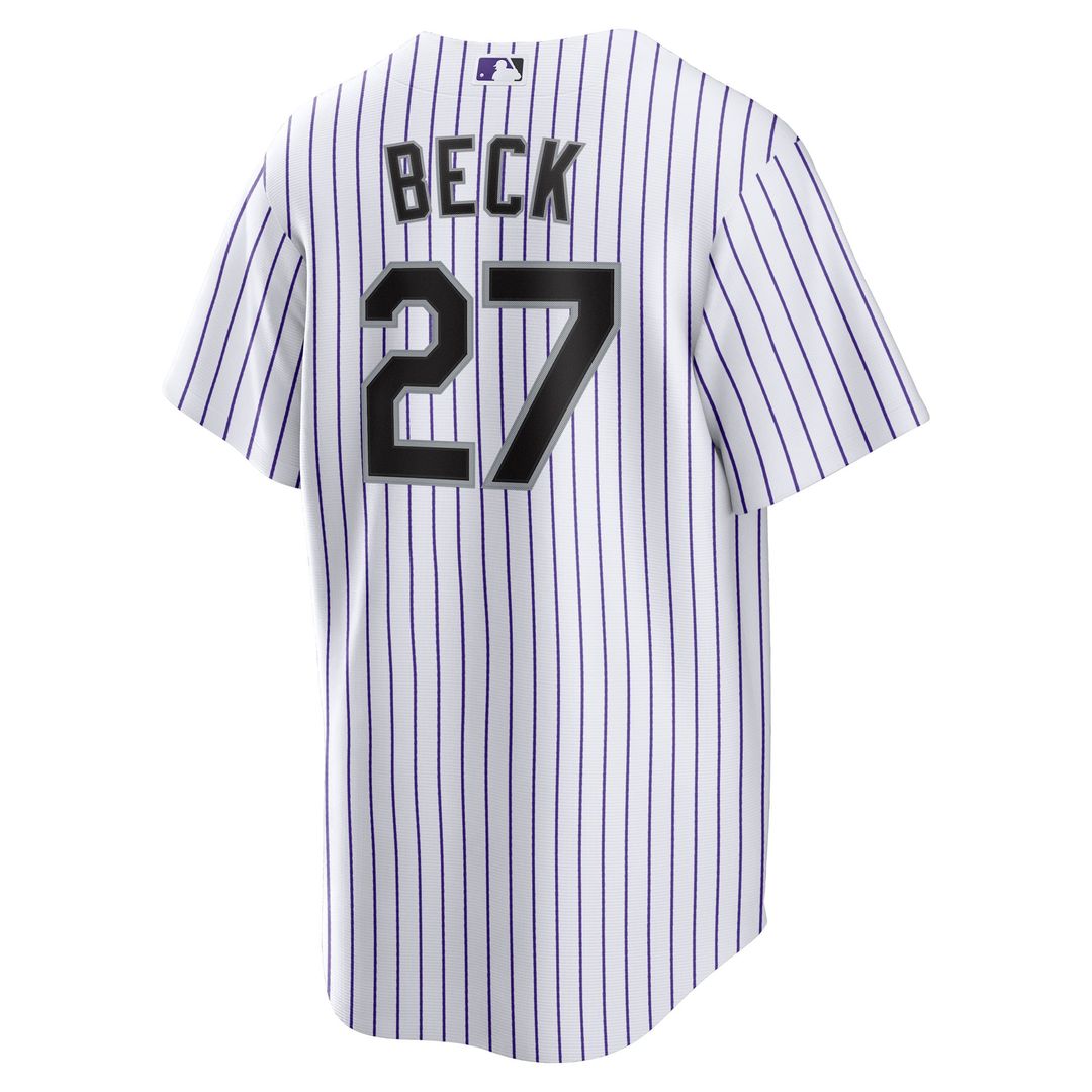 Colorado Rockies Jordan Beck Home Replica Jersey | White