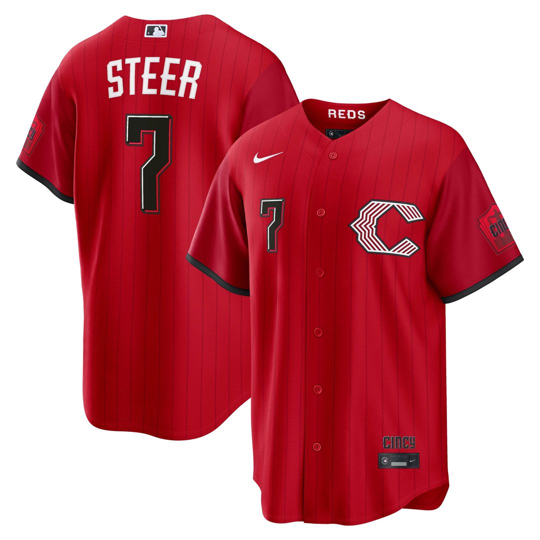 Cincinnati Reds Spencer Steer 2026 City Connect Stadium Jersey | Red