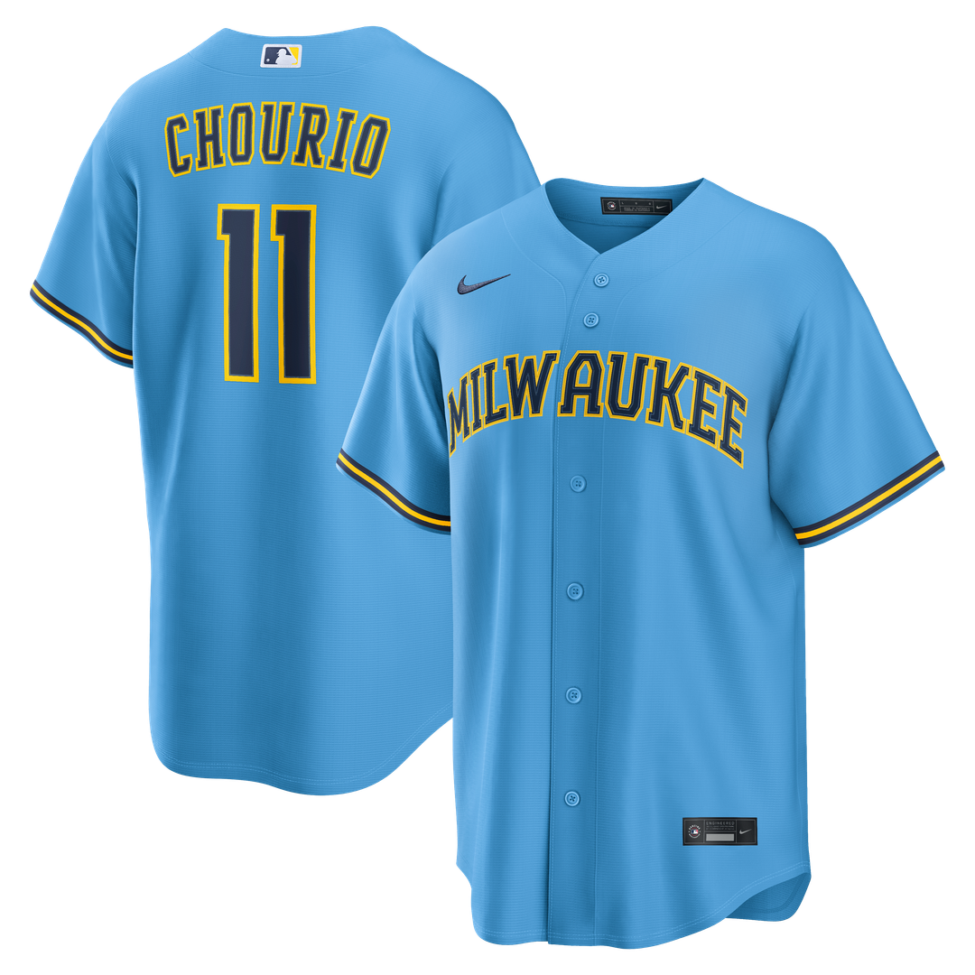 Milwaukee Brewers Jackson Chourio Road Replica Jersey | Light Blue