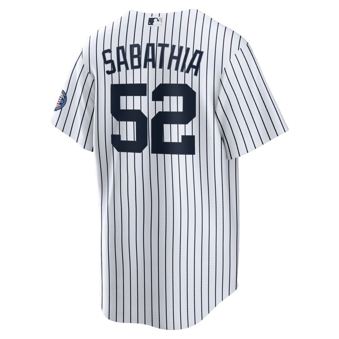 New York Yankees CC Sabathia 2025 Baseball Hall of Fame Name & Number Retired Replica Jersey | White