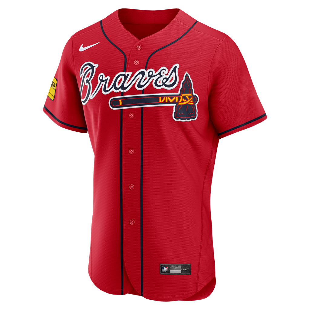 Atlanta Braves Ronald Acuña Jr. Alternate Authentic Sponsor Patch Jersey | Red