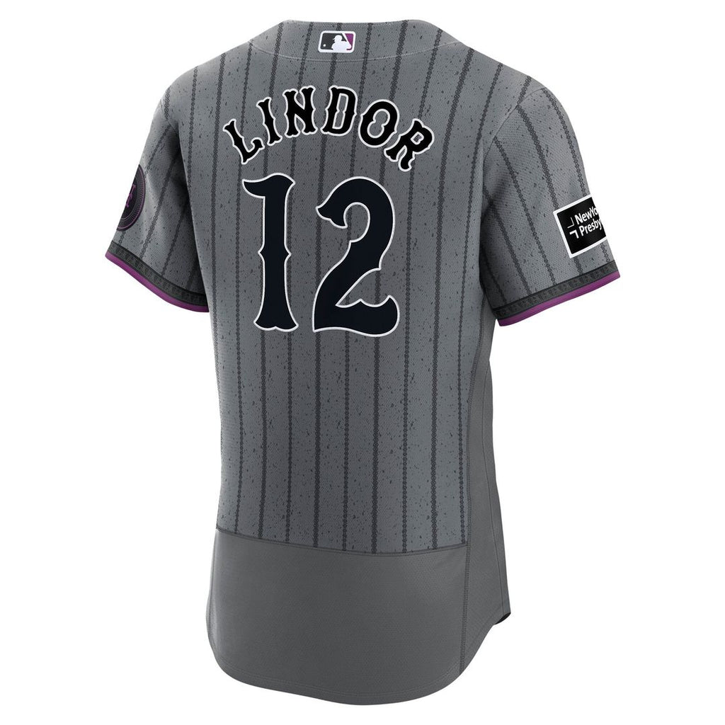 New York Mets Francisco Lindor City Connect Authentic Sponsor Patch Jersey | Gray