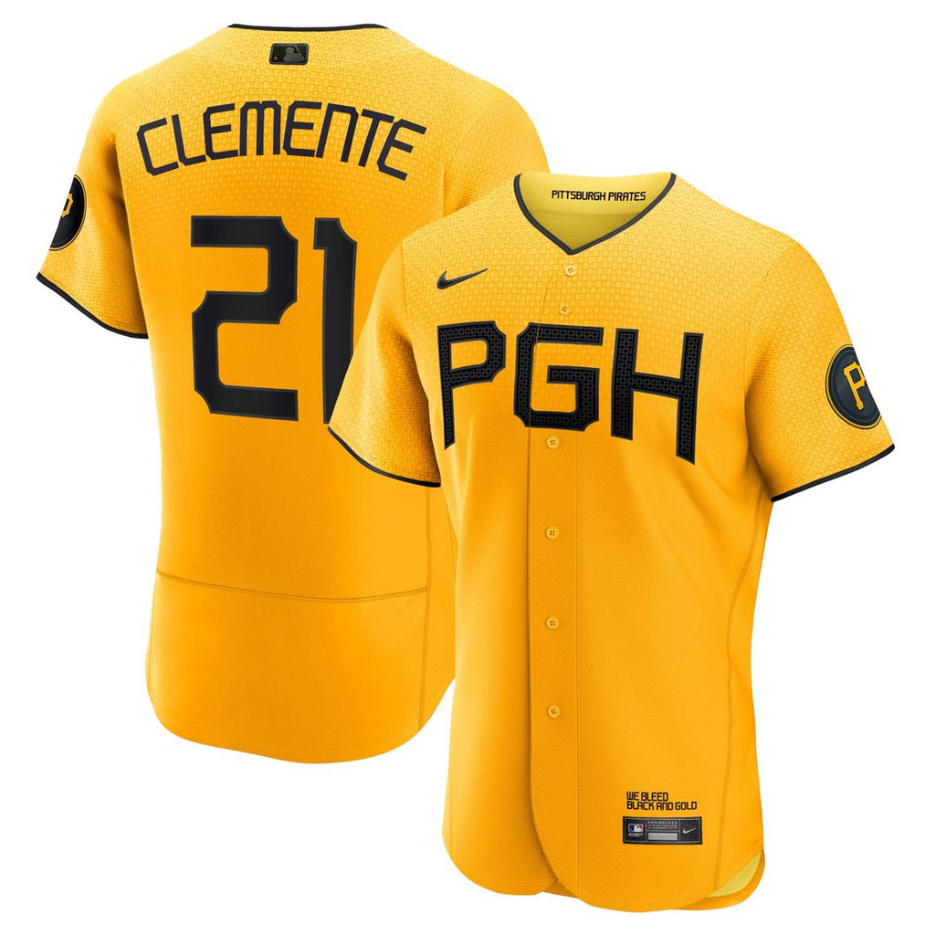 Pittsburgh Pirates Roberto Clemente City Connect Authentic Player Jersey | Gold