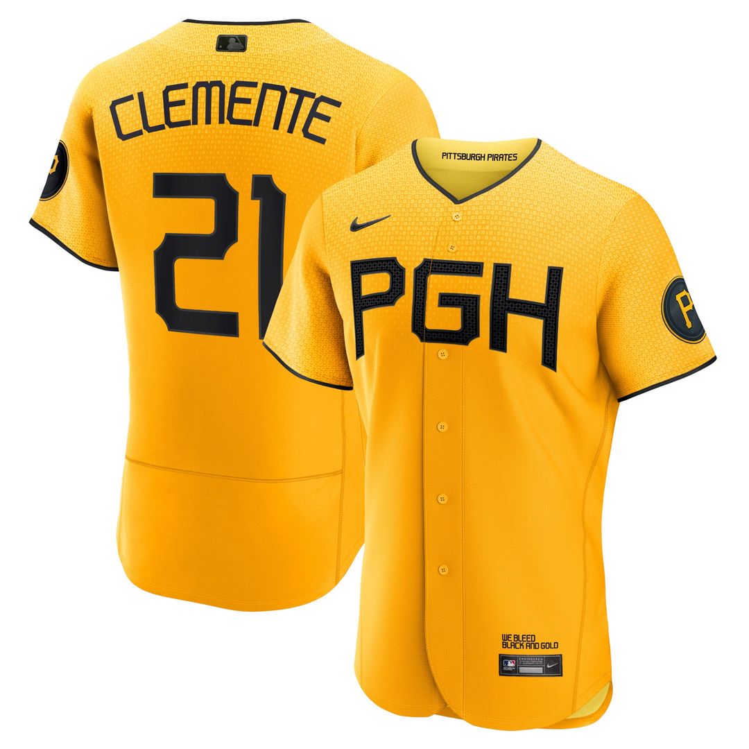 Pittsburgh Pirates Roberto Clemente City Connect Authentic Player Jersey | Gold