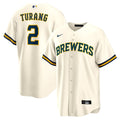 Milwaukee Brewers Brice Turang Home Replica Jersey | Cream