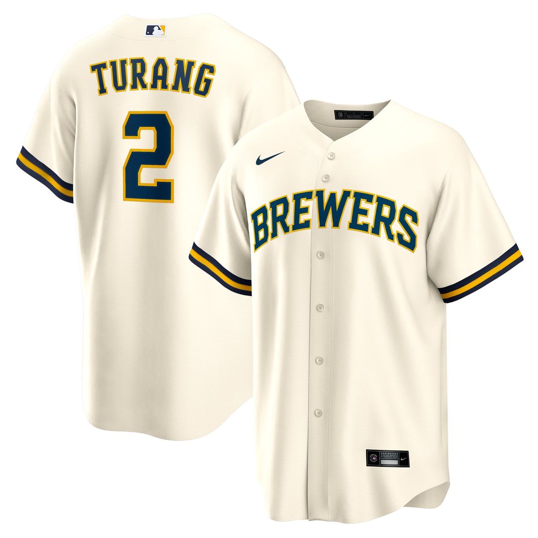 Milwaukee Brewers Brice Turang Home Replica Jersey | Cream