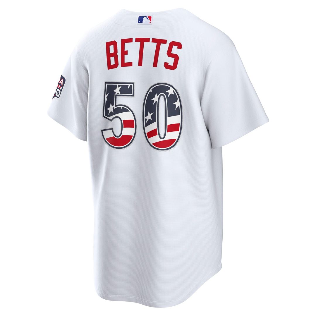 Los Angeles Dodgers Mookie Betts USA 250 Fourth of July Home Stadium Jersey | White