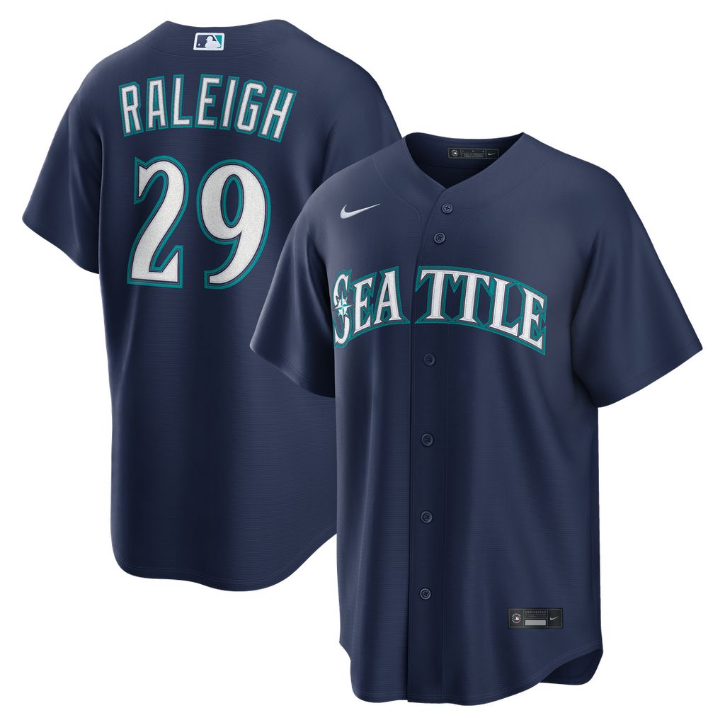 Seattle Mariners Cal Raleigh Road Replica Jersey | Navy