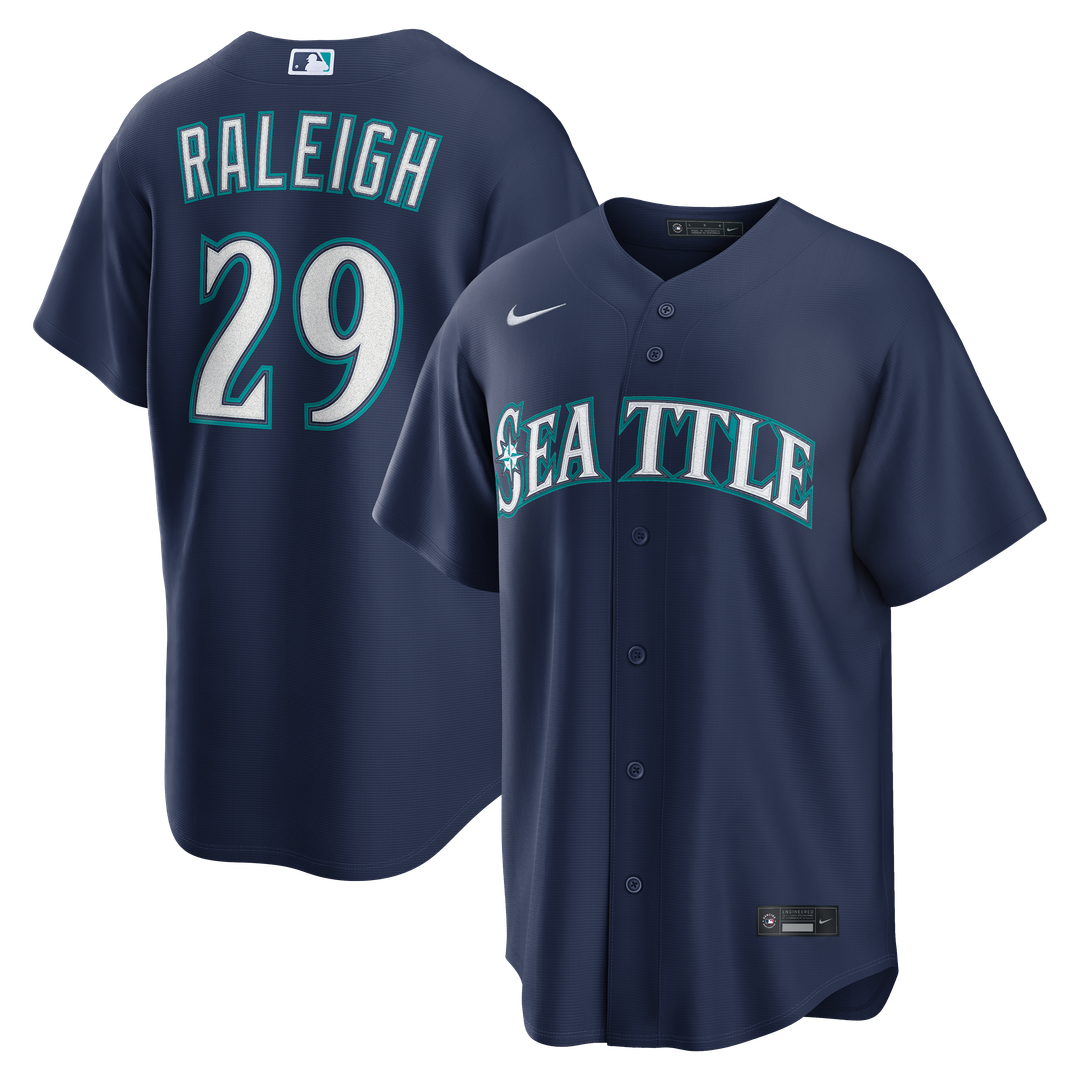 Seattle Mariners Cal Raleigh Road Replica Jersey | Navy