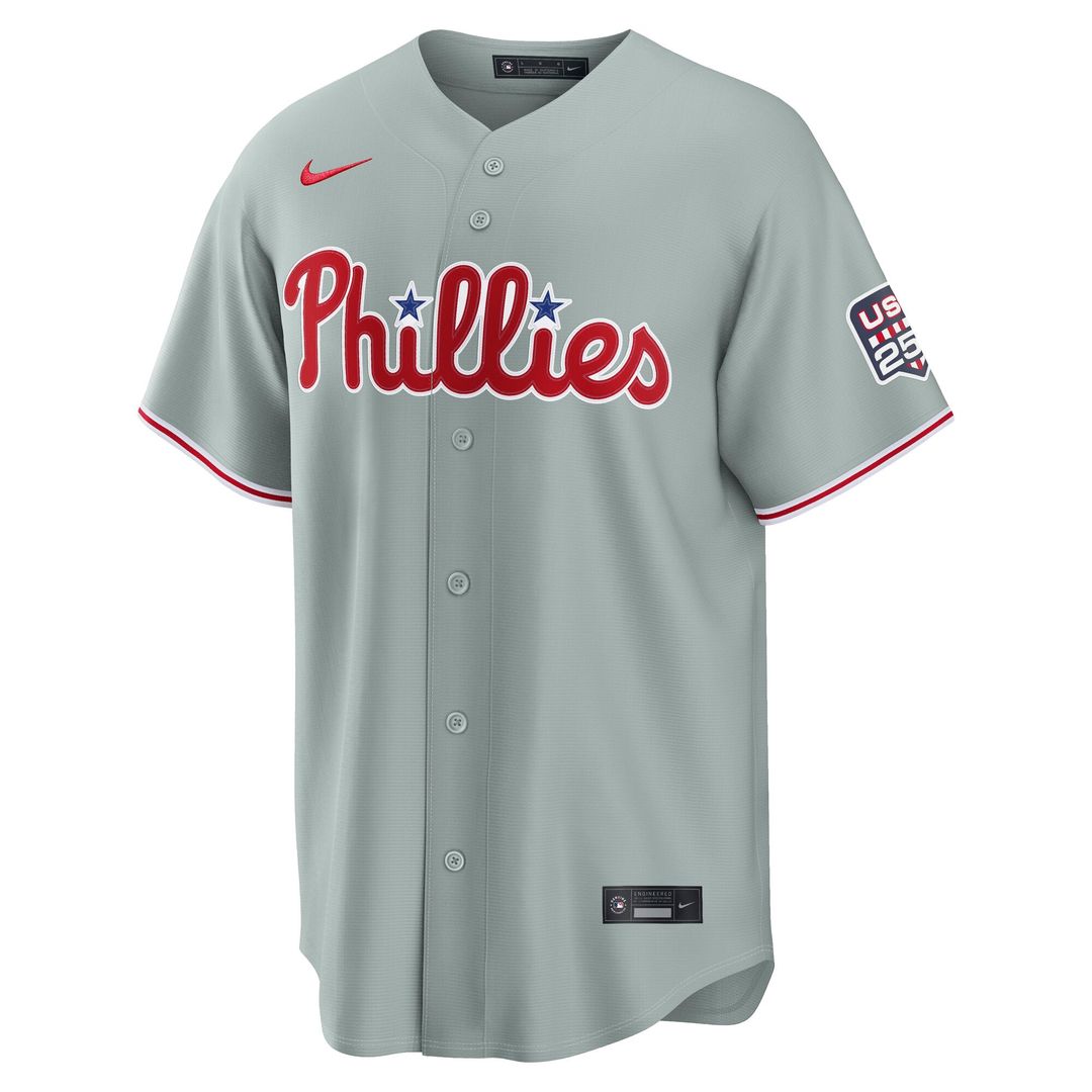 Philadelphia Phillies Cristopher Sanchez USA 250 Fourth of July Road Stadium Jersey | Gray