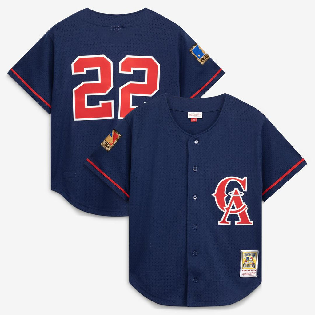 Bo Jackson California Angels Cooperstown Mesh Batting Practice Button-Up Jersey | Navy