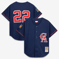 Bo Jackson California Angels Cooperstown Mesh Batting Practice Button-Up Jersey | Navy