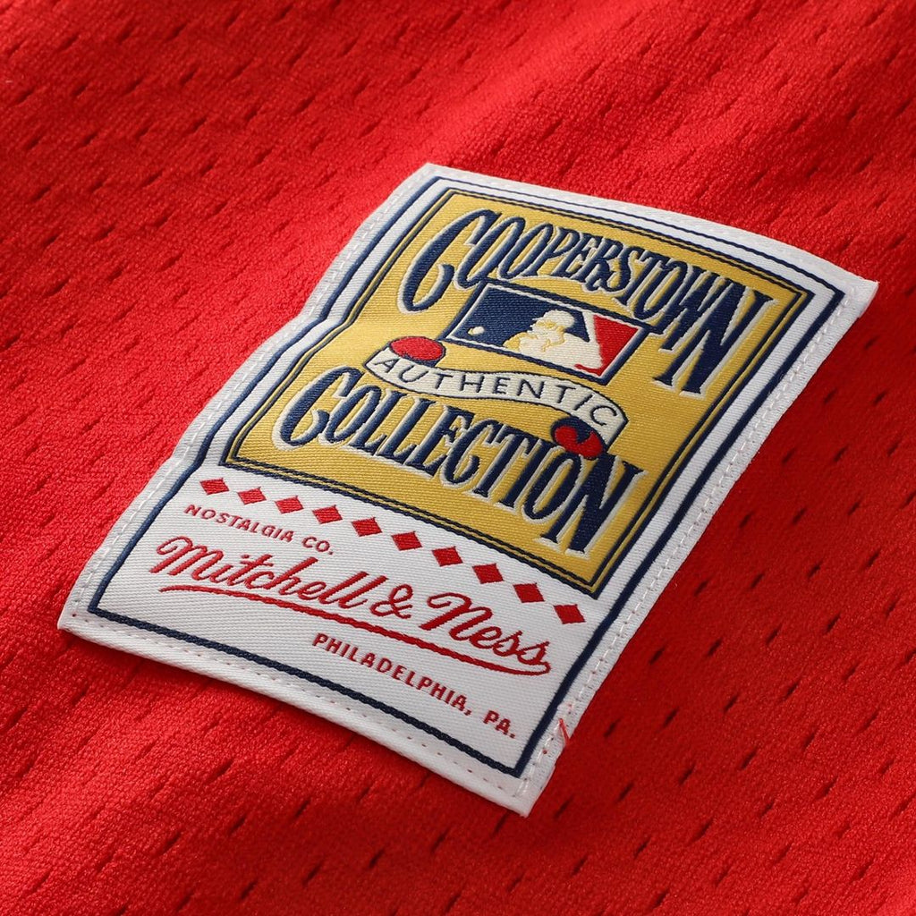 Philadelphia Phillies Jimmy Rollins Cooperstown Mesh Batting Practice Button-Up Jersey | Red