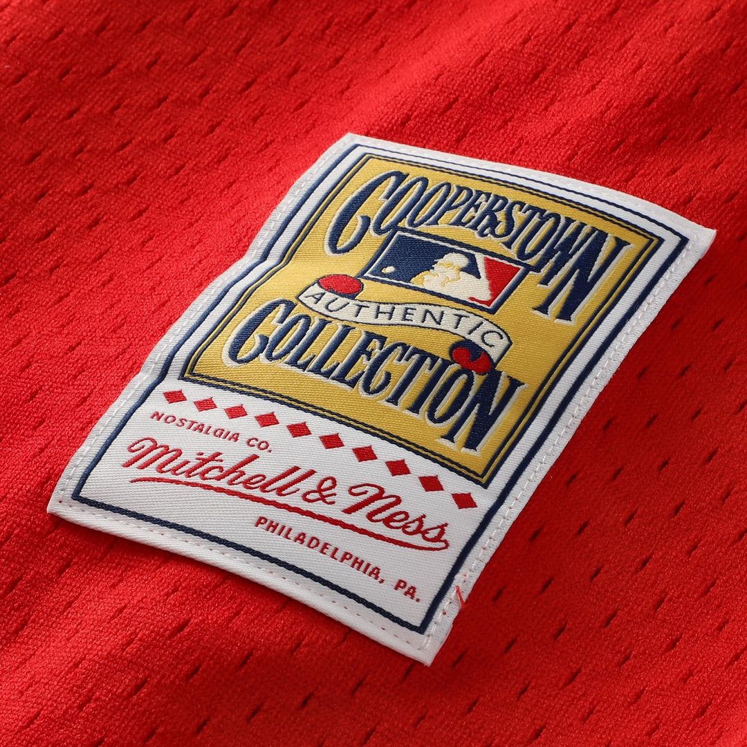 Philadelphia Phillies Jimmy Rollins Cooperstown Mesh Batting Practice Button-Up Jersey | Red