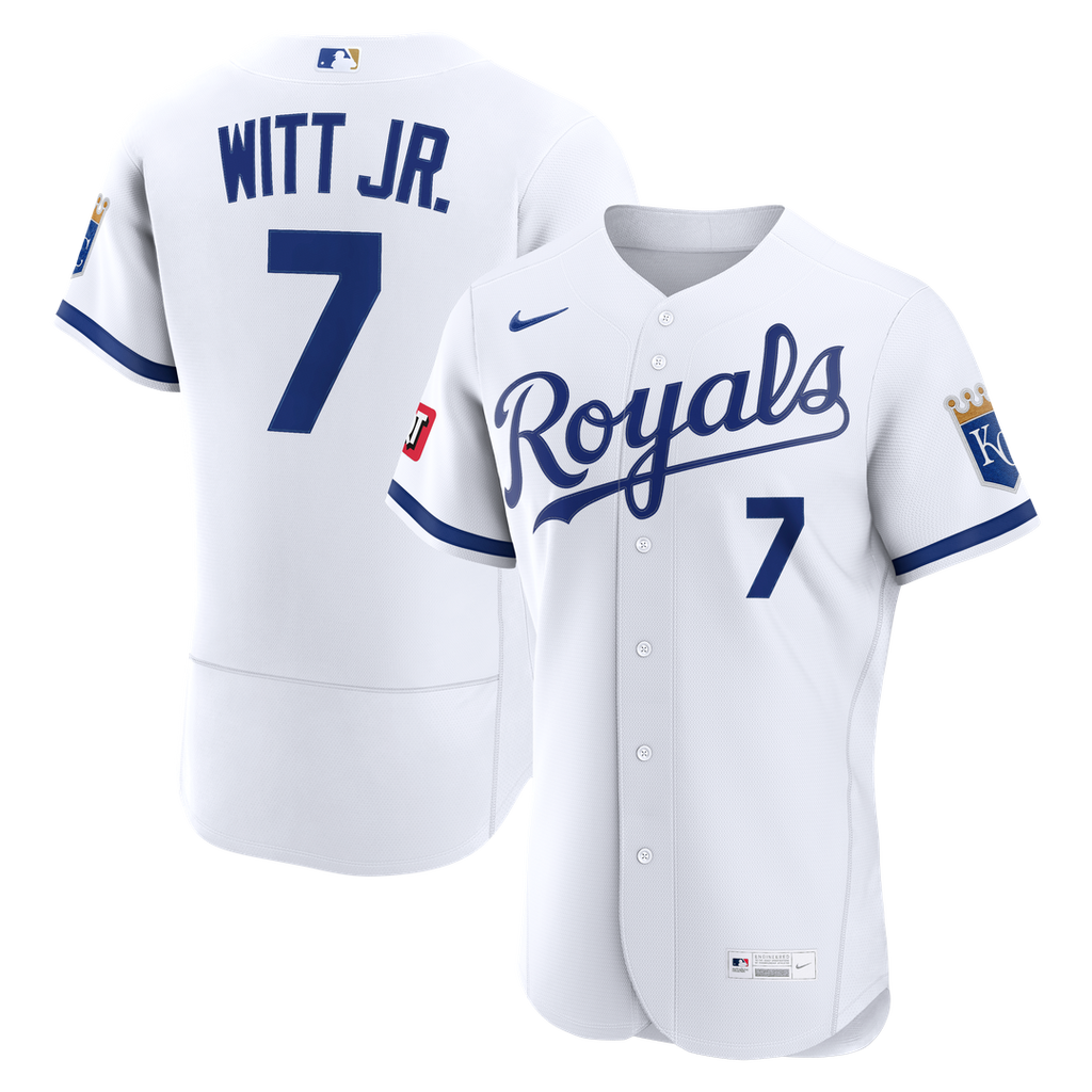 Kansas City Royals Bobby Witt Jr. Home Authentic Sponsor Patch Jersey | White