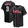 Philadelphia Phillies Bryce Harper Fashion Replica Black Out Jersey