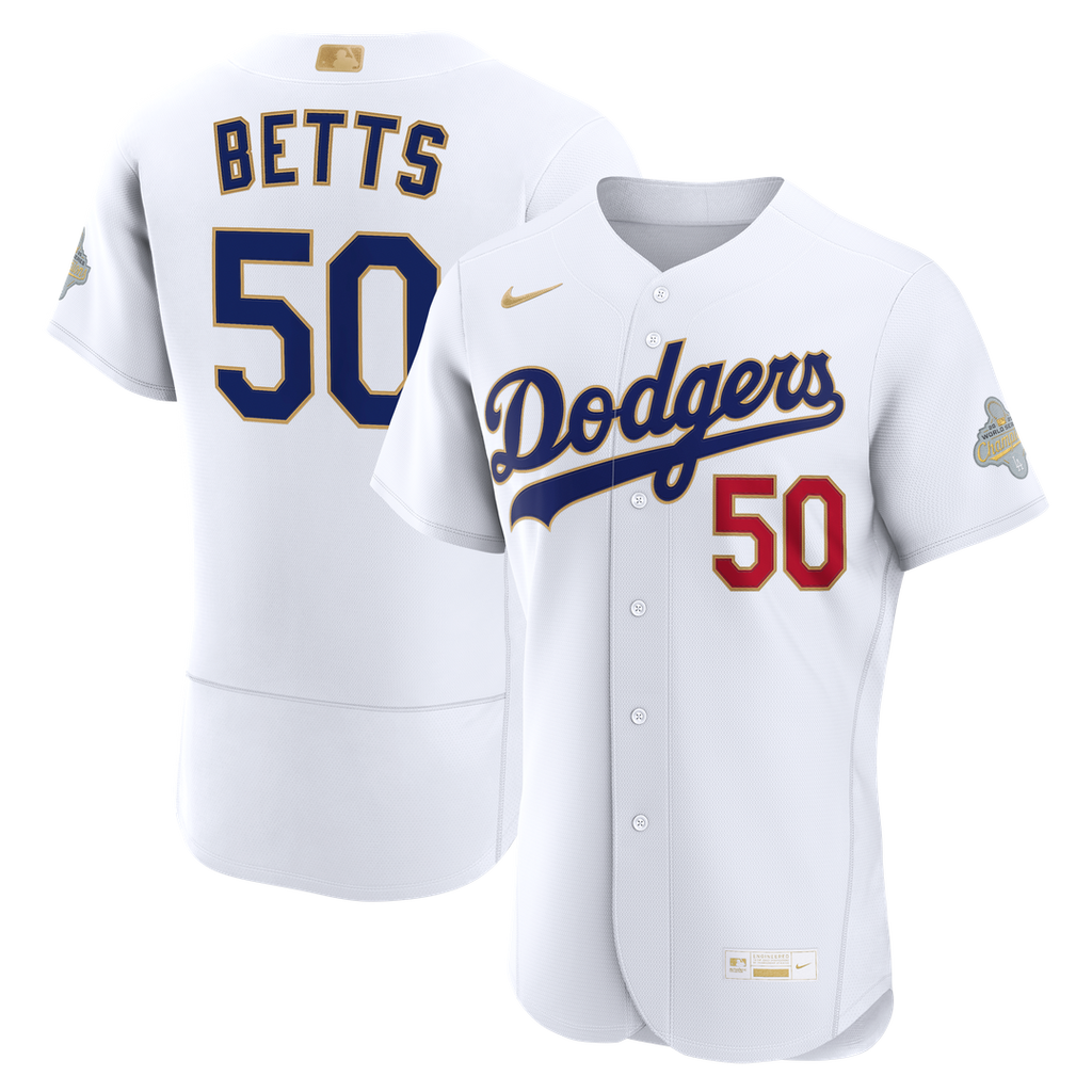 Los Angeles Dodgers Mookie Betts 2026 Gold Collection Authentic Jersey | White