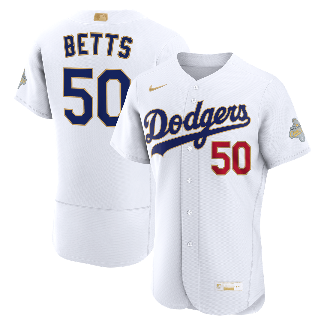 Los Angeles Dodgers Mookie Betts 2026 Gold Collection Authentic Jersey | White