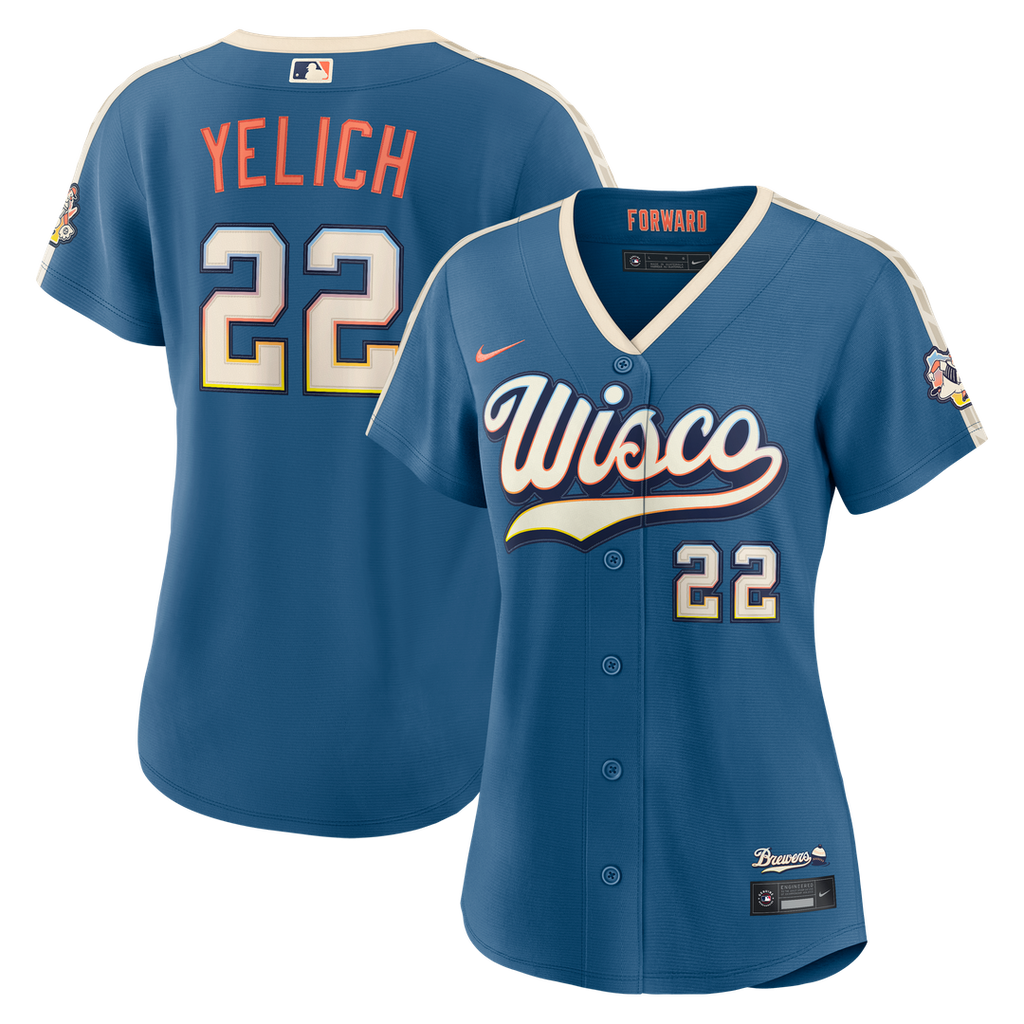 Milwaukee Brewers Christian Yelich Women's 2026 City Connect Stadium Jersey | Mineral Blue