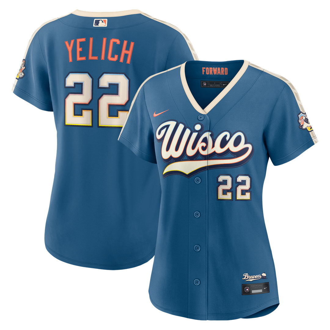 Milwaukee Brewers Christian Yelich Women's 2026 City Connect Stadium Jersey | Mineral Blue