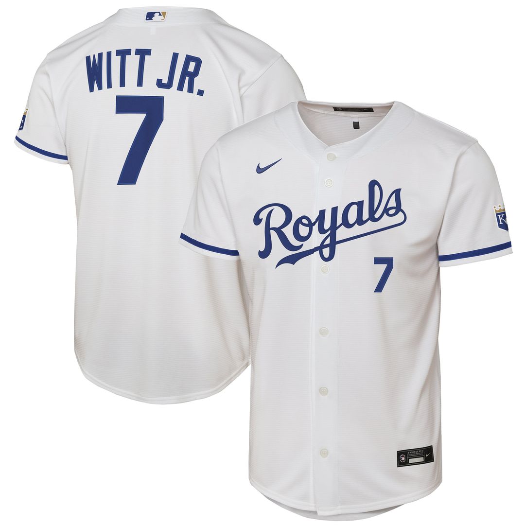 Kansas City Royals Bobby Witt Jr. Youth Home Stadium Jersey | White