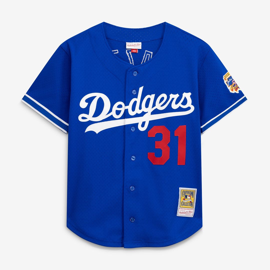 Los Angeles Dodgers Mike Piazza Cooperstown Mesh Batting Practice Button-Up Jersey | Royal
