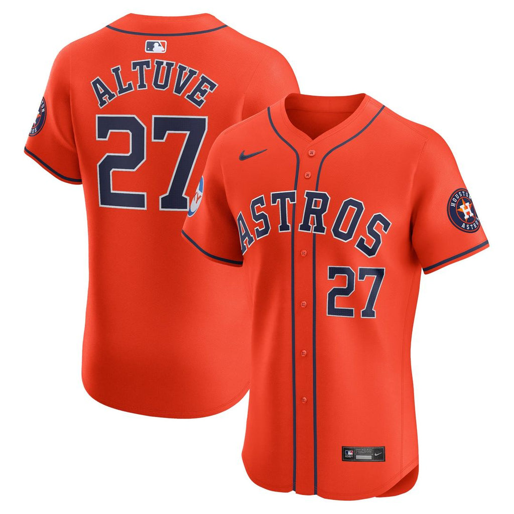 Houston Astros Jose Altuve Alternate Elite Sponsor Patch Player Jersey | Orange