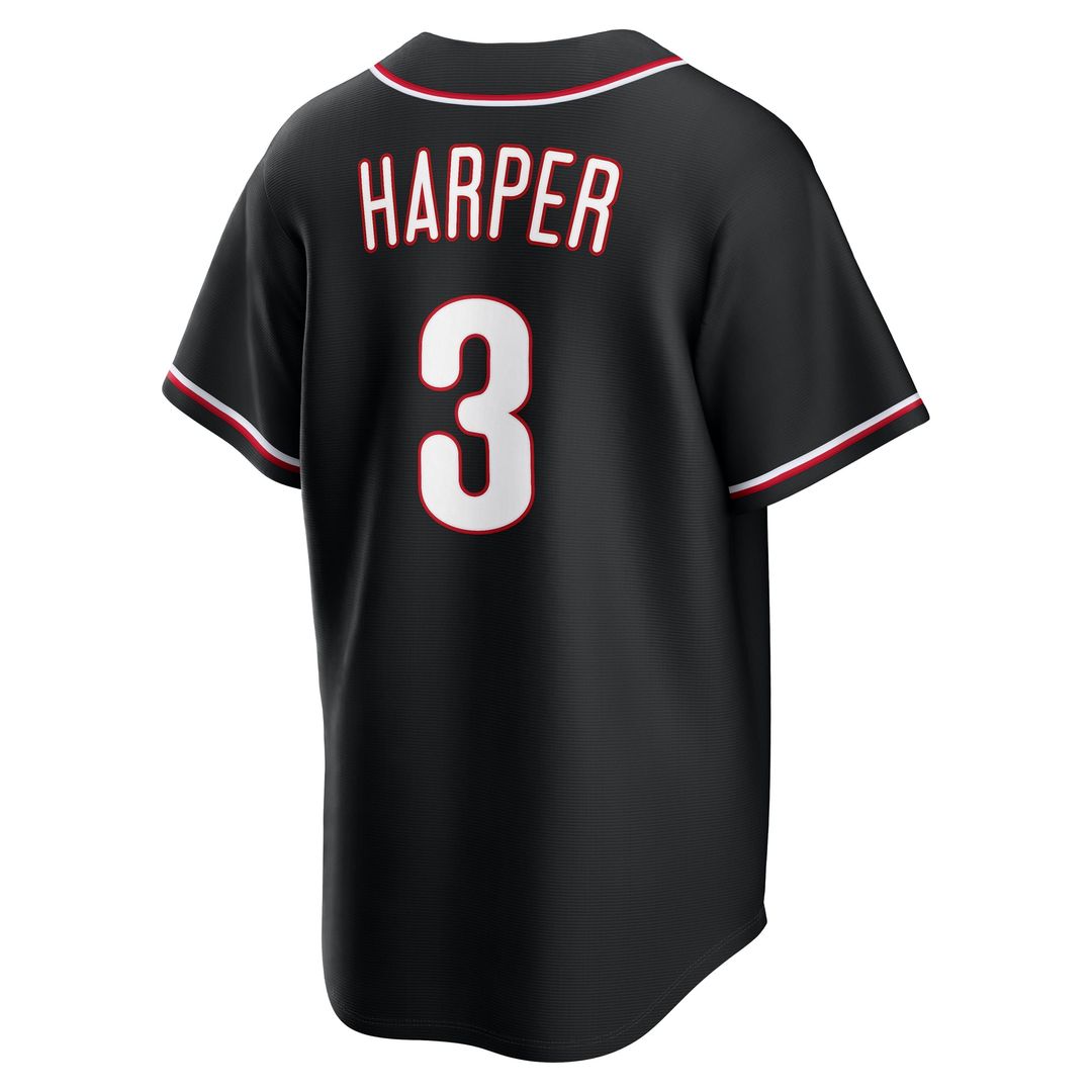 Philadelphia Phillies Bryce Harper Fashion Replica Black Out Jersey