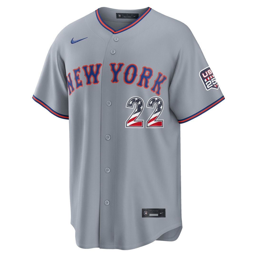 New York Mets Juan Soto USA 250 Fourth of July Road Stadium Jersey | Gray