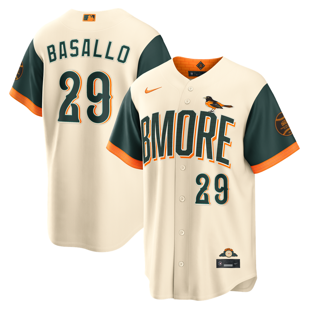 Baltimore Orioles Samuel Basallo 2026 City Connect Stadium Jersey | Cream