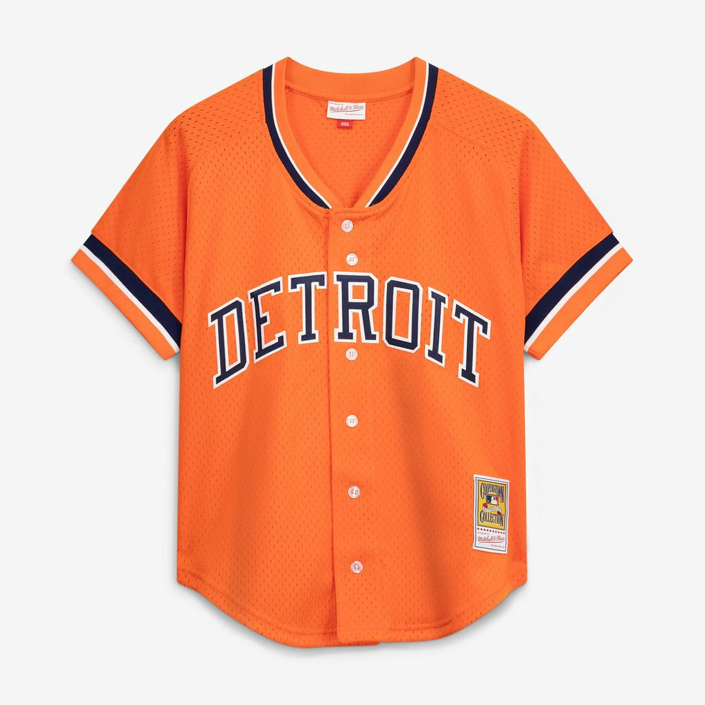 Detroit Tigers Kirk Gibson Cooperstown Mesh Batting Practice Button-Up Jersey | Orange