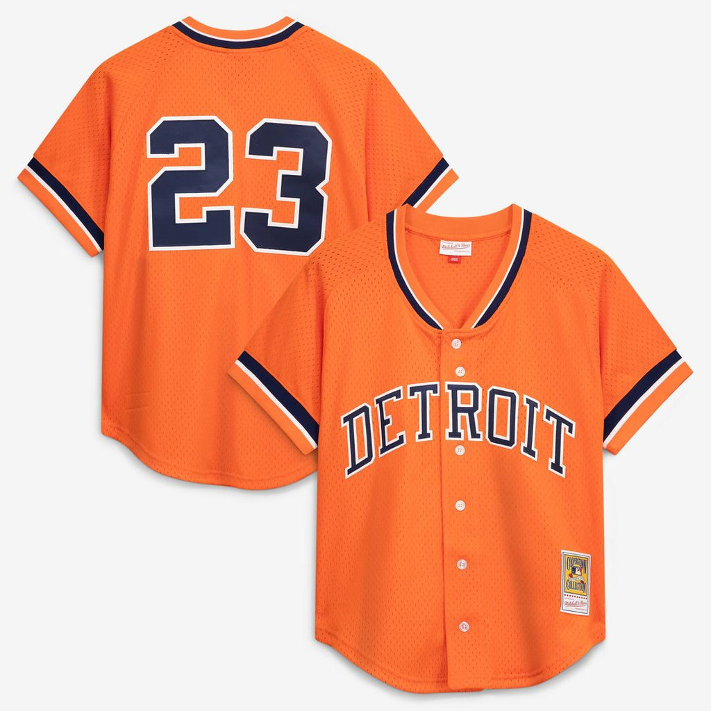 Detroit Tigers Kirk Gibson Cooperstown Mesh Batting Practice Button-Up Jersey | Orange