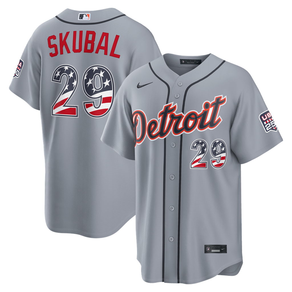 Detroit Tigers Tarik Skubal USA 250 Fourth of July Road Stadium Jersey | Gray