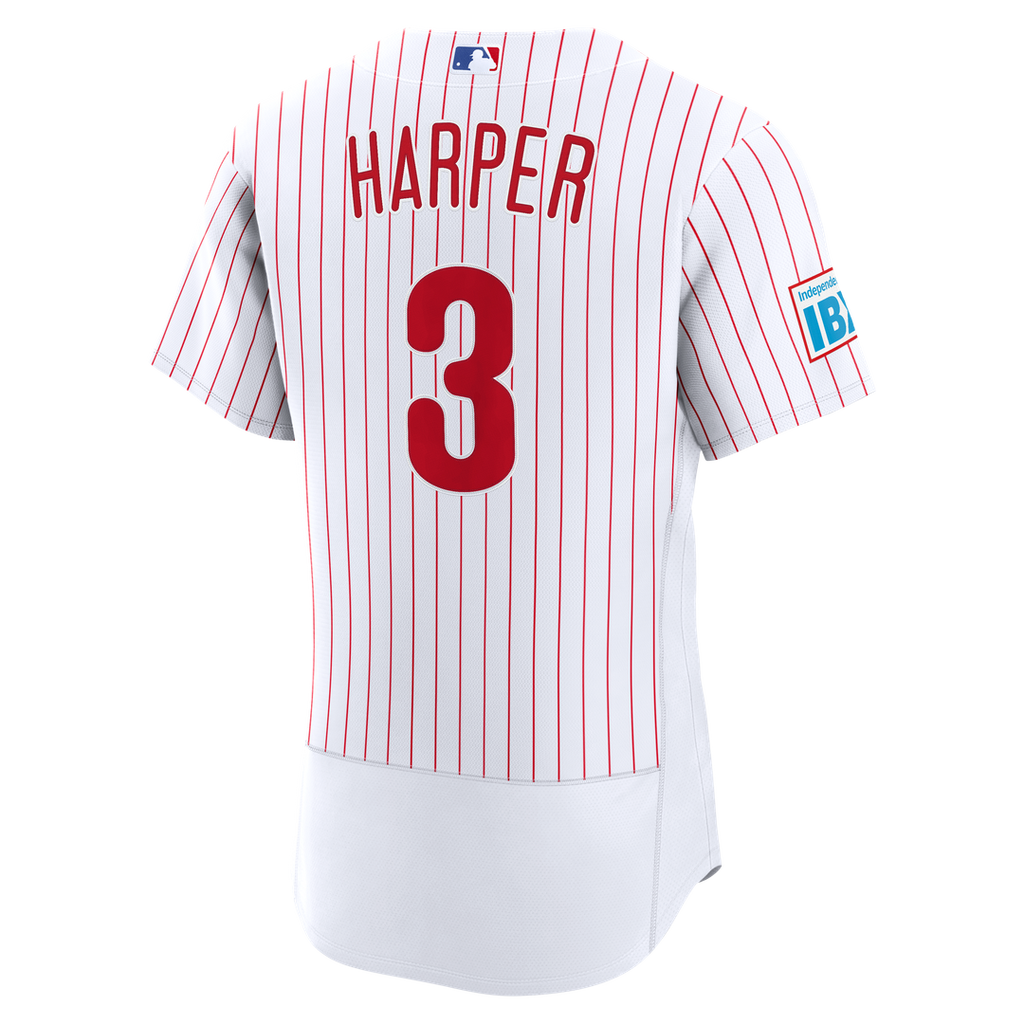 Philadelphia Phillies Bryce Harper Home Authentic Sponsor Patch Jersey | White