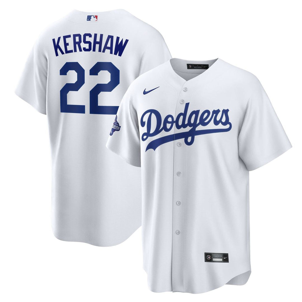 Los Angeles Dodgers Clayton Kershaw Home 2025 World Series Champions Replica Jersey | White