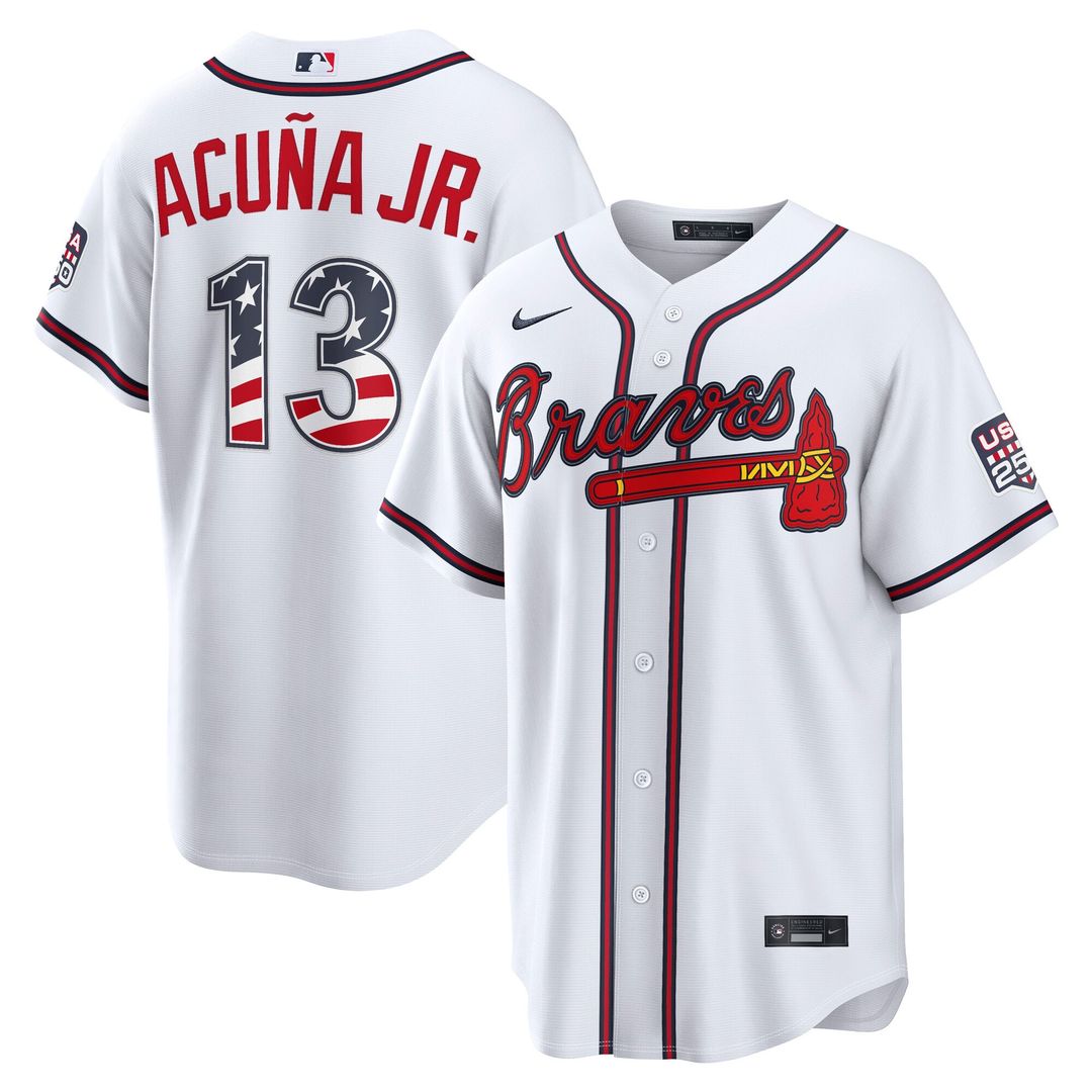 Atlanta Braves Ronald Acuña Jr. USA 250 Fourth of July Home Stadium Jersey | White