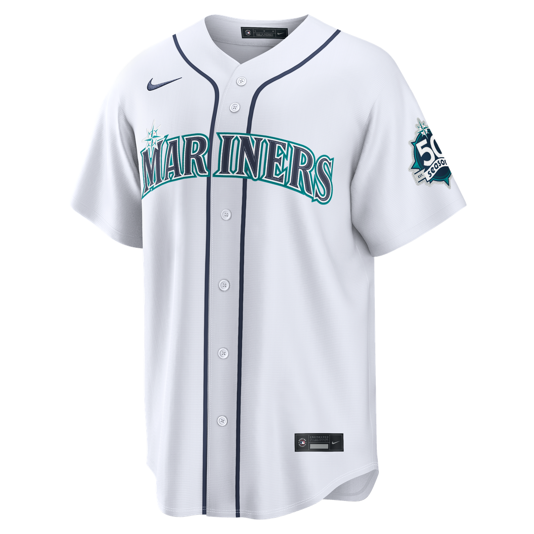 Seattle Mariners Cal Raleigh Home Stadium 50th Season Patch Jersey | White