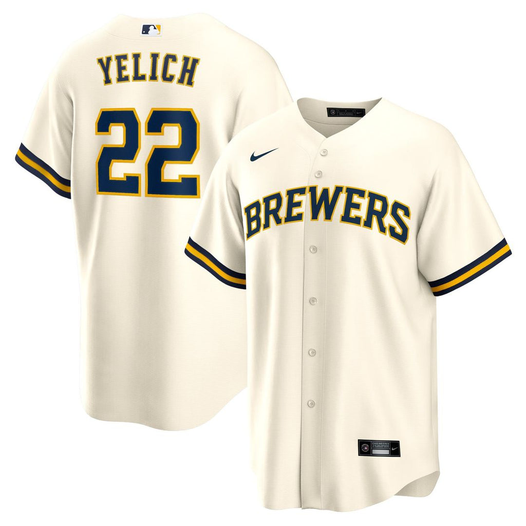 Milwaukee Brewers Christian Yelich Home Replica Jersey | Cream