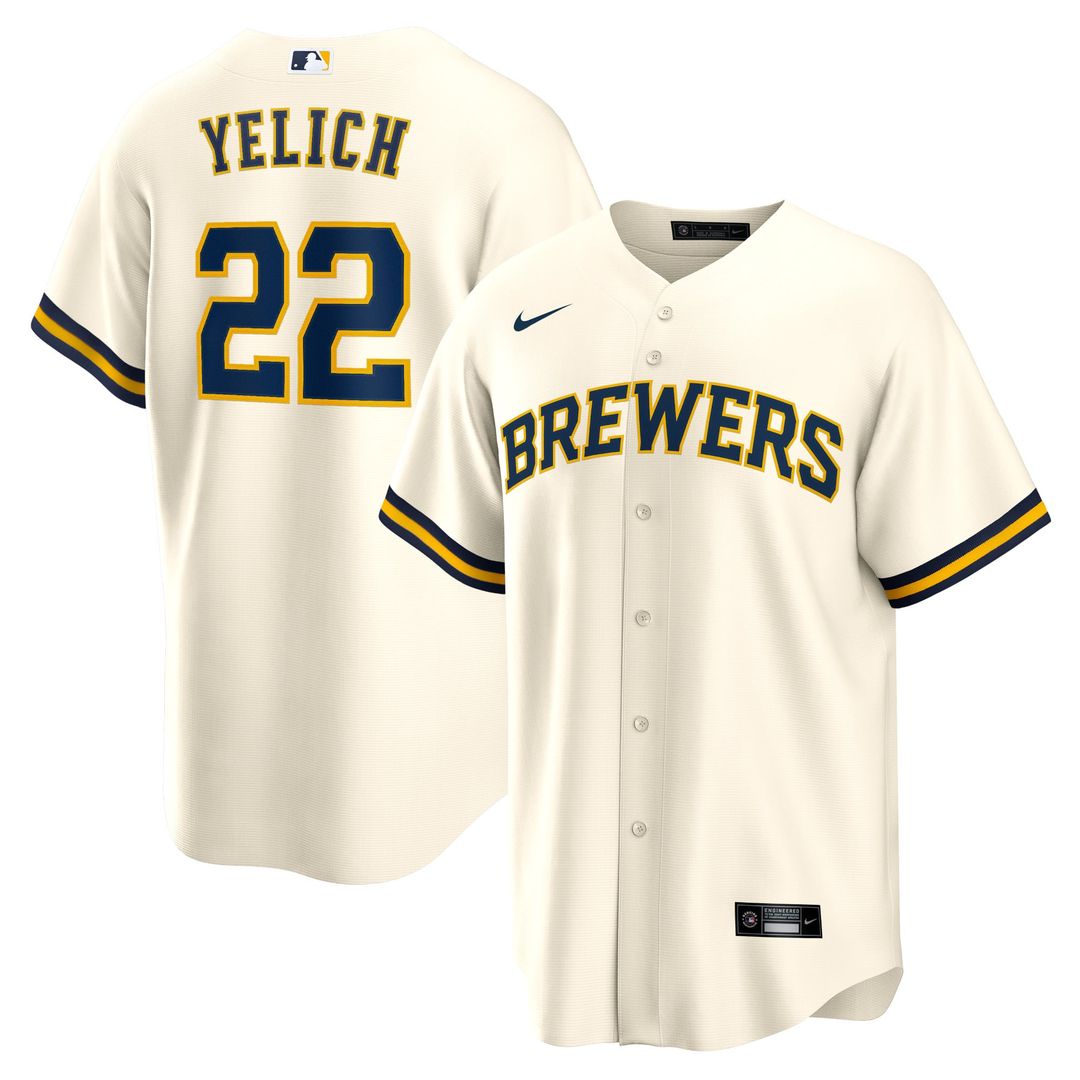 Milwaukee Brewers Christian Yelich Home Replica Jersey | Cream
