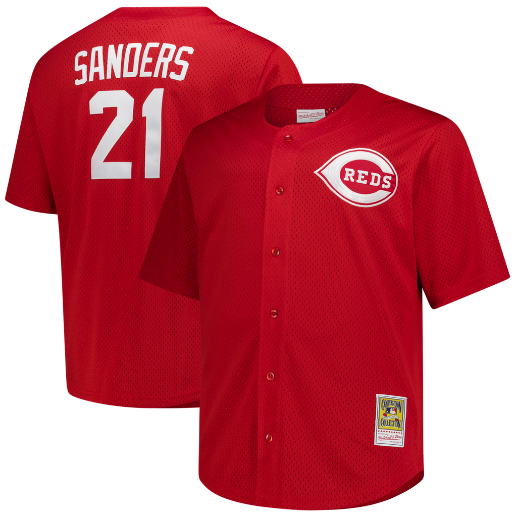 Cincinnati Reds Deion Sanders Big & Tall Cooperstown Mesh Batting Practice Jersey | Red