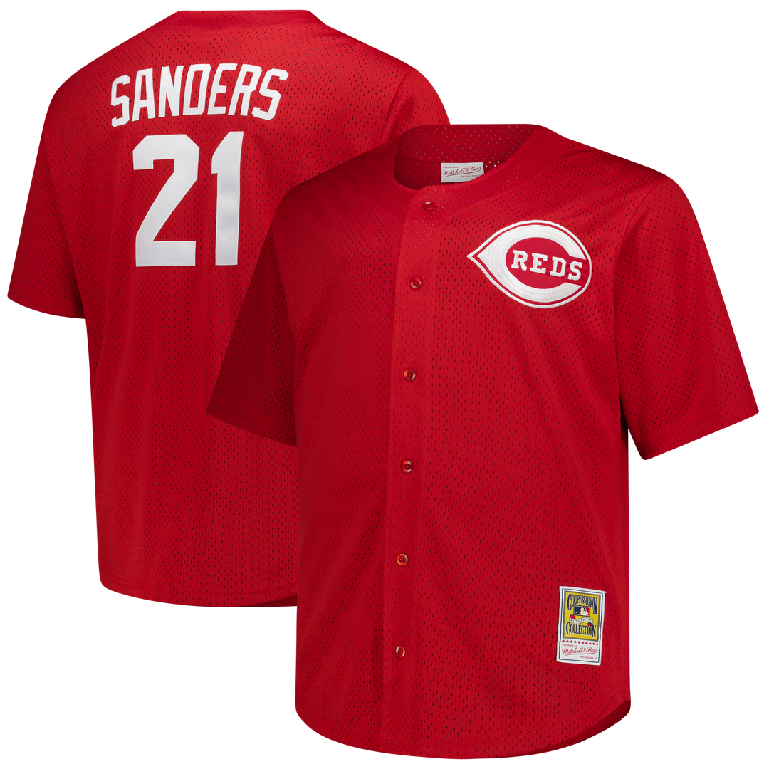 Cincinnati Reds Deion Sanders Big & Tall Cooperstown Mesh Batting Practice Jersey | Red