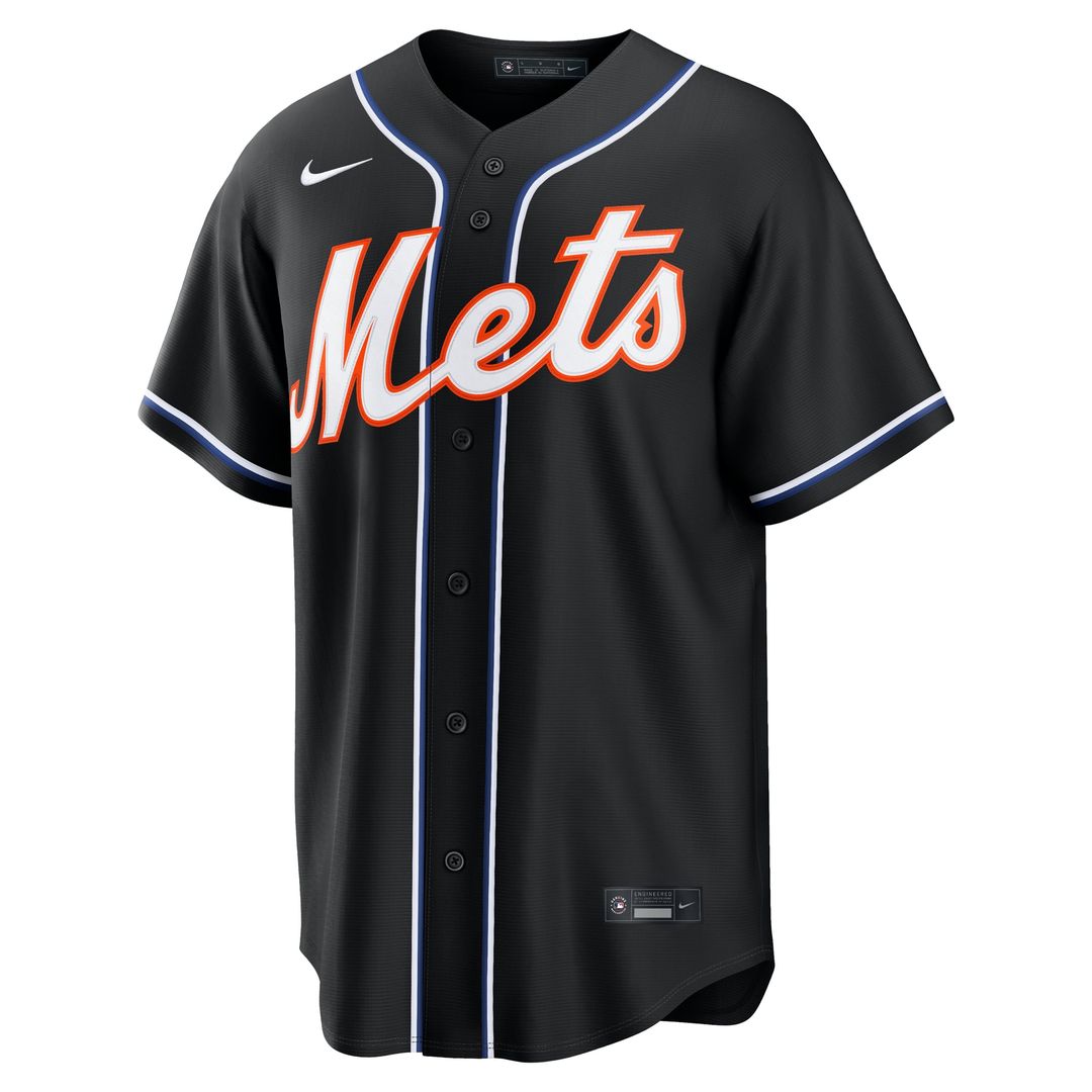 New York Mets Fashion Replica Black Out Jersey