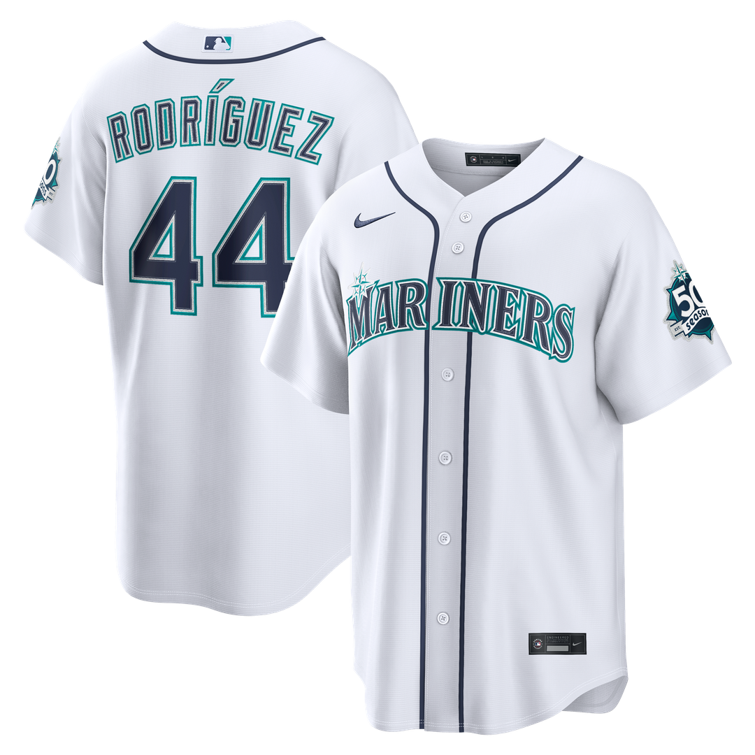 Seattle Mariners Julio Rodríguez Home Stadium 50th Season Patch Jersey | White