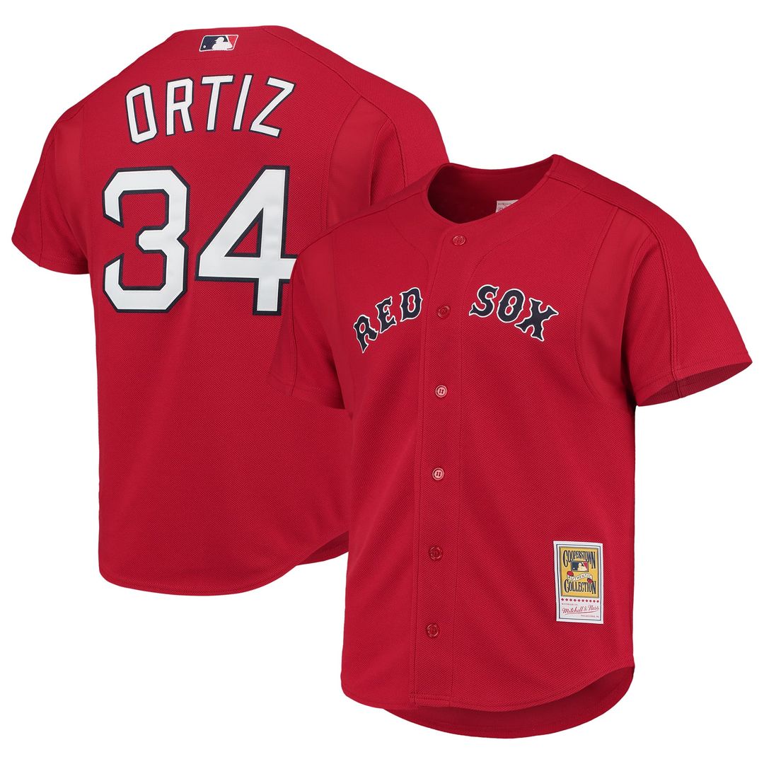 Boston Red Sox David Ortiz Cooperstown Mesh Batting Practice Button-Up Jersey | Red